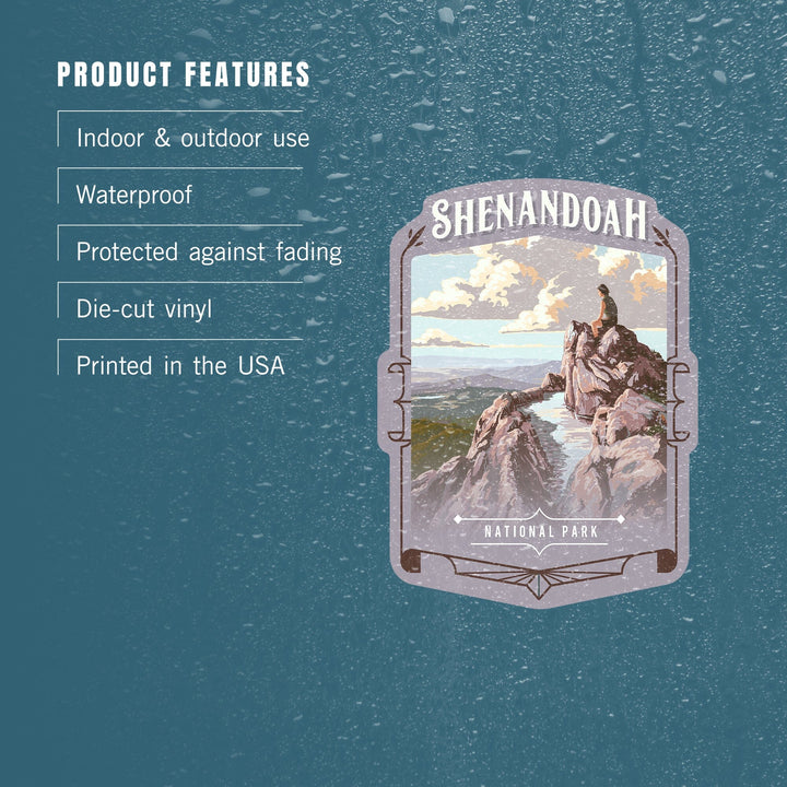 Shenandoah National Park, Virginia, Painterly National Park Series, Contour, Vinyl Sticker Sticker Lantern Press 