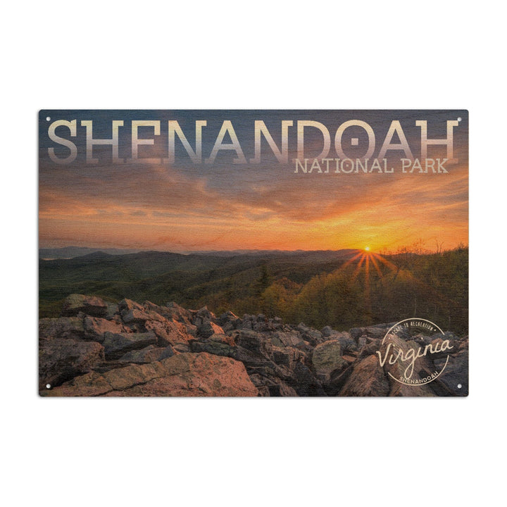 Shenandoah National Park, Virginia, Purple Sunset, Lantern Press Photography, Wood Signs and Postcards Wood Lantern Press 6x9 Wood Sign 