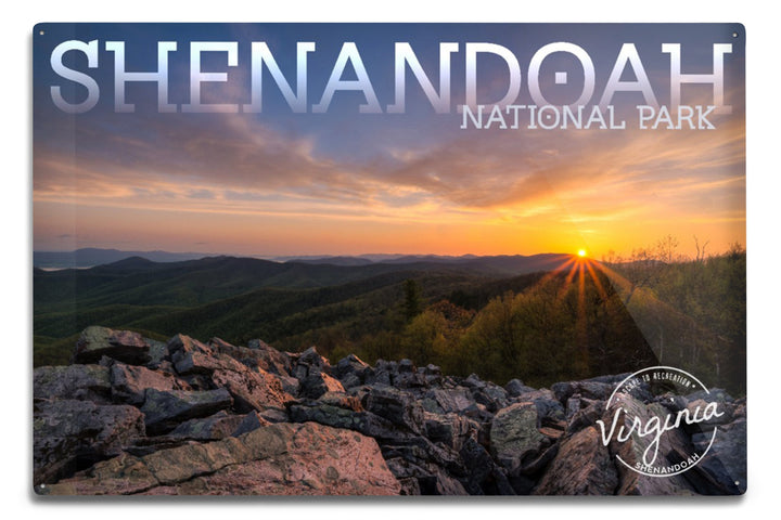 Shenandoah National Park, Virginia, Purple Sunset, Metal Signs Metal Lantern Press 6 x 9 Metal Sign 