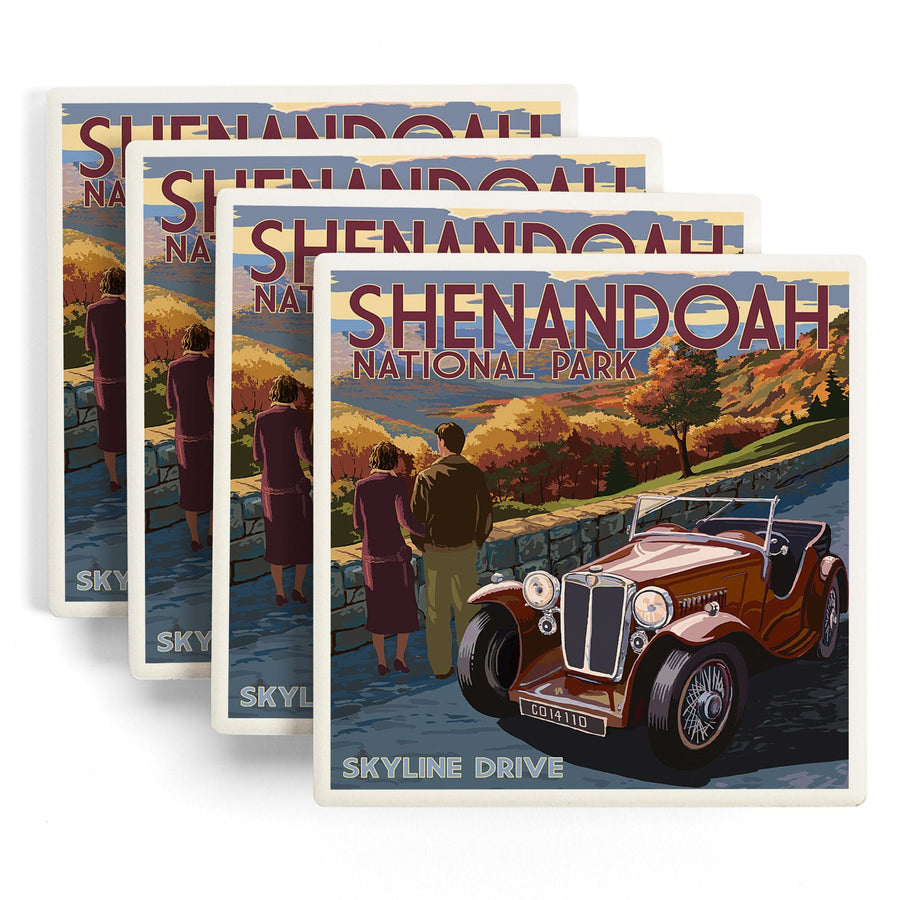 Shenandoah National Park, Virginia, Skyline Drive, Lantern Press Artwork, Coaster Set Coasters Lantern Press 