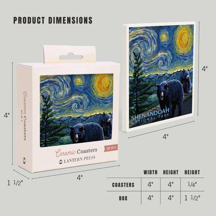 Shenandoah National Park, Virginia, Starry Night National Park Series, Coasters Coasters Lantern Press 