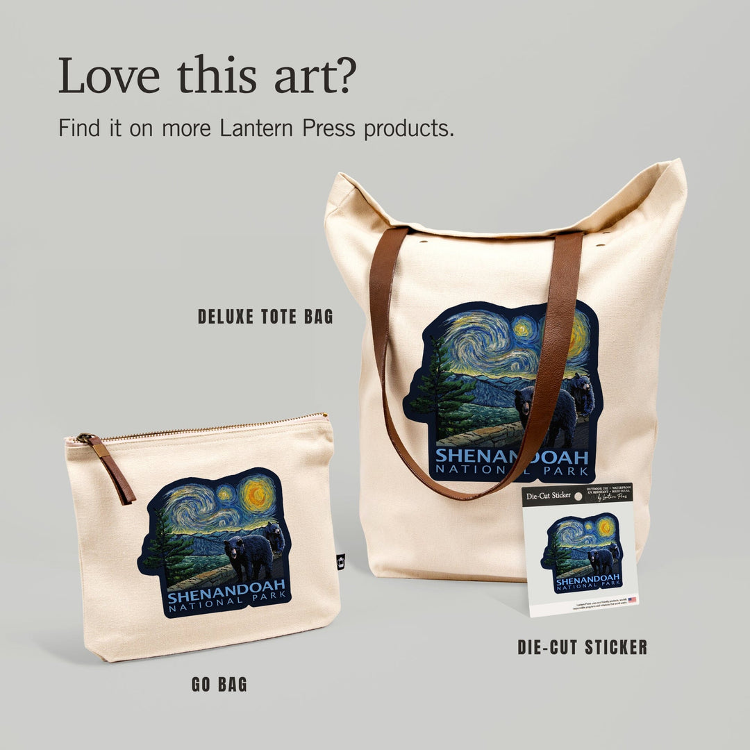 Shenandoah National Park, Virginia, Starry Night National Park Series, Contour, Accessory Go Bag Totes Lantern Press 