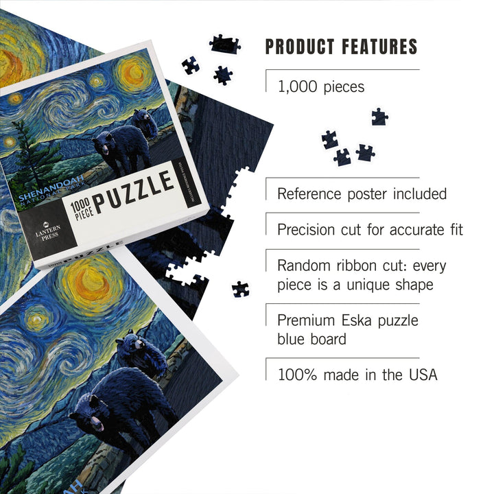 Shenandoah National Park, Virginia, Starry Night National Park Series, Jigsaw Puzzle Puzzle Lantern Press 