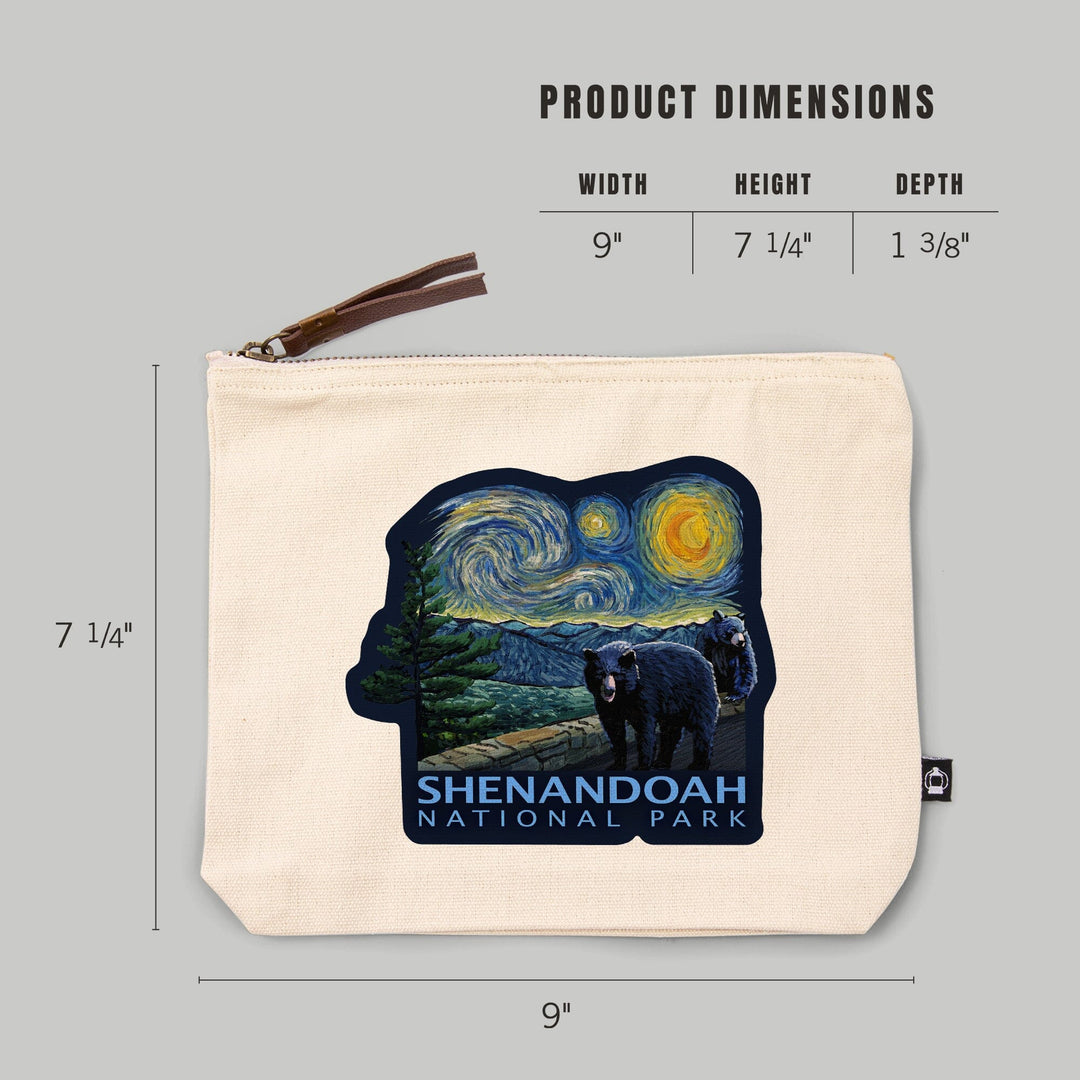 Shenandoah National Park, Virginia, Starry Night National Park Series,, Organic Cotton Zipper Pouch, Go Bag Go Bag Lantern Press 