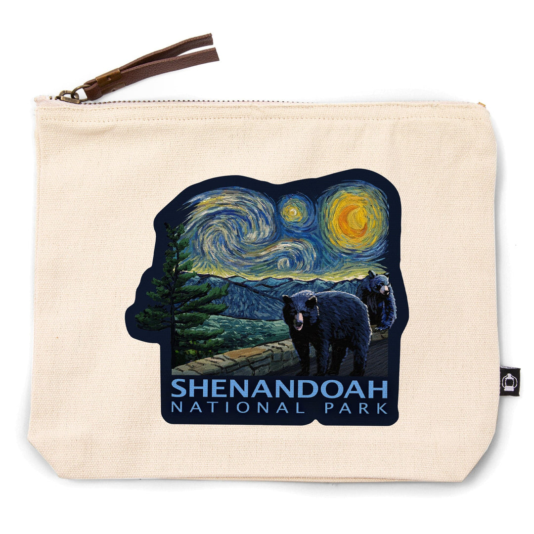Shenandoah National Park, Virginia, Starry Night National Park Series,, Organic Cotton Zipper Pouch, Go Bag Go Bag Lantern Press 