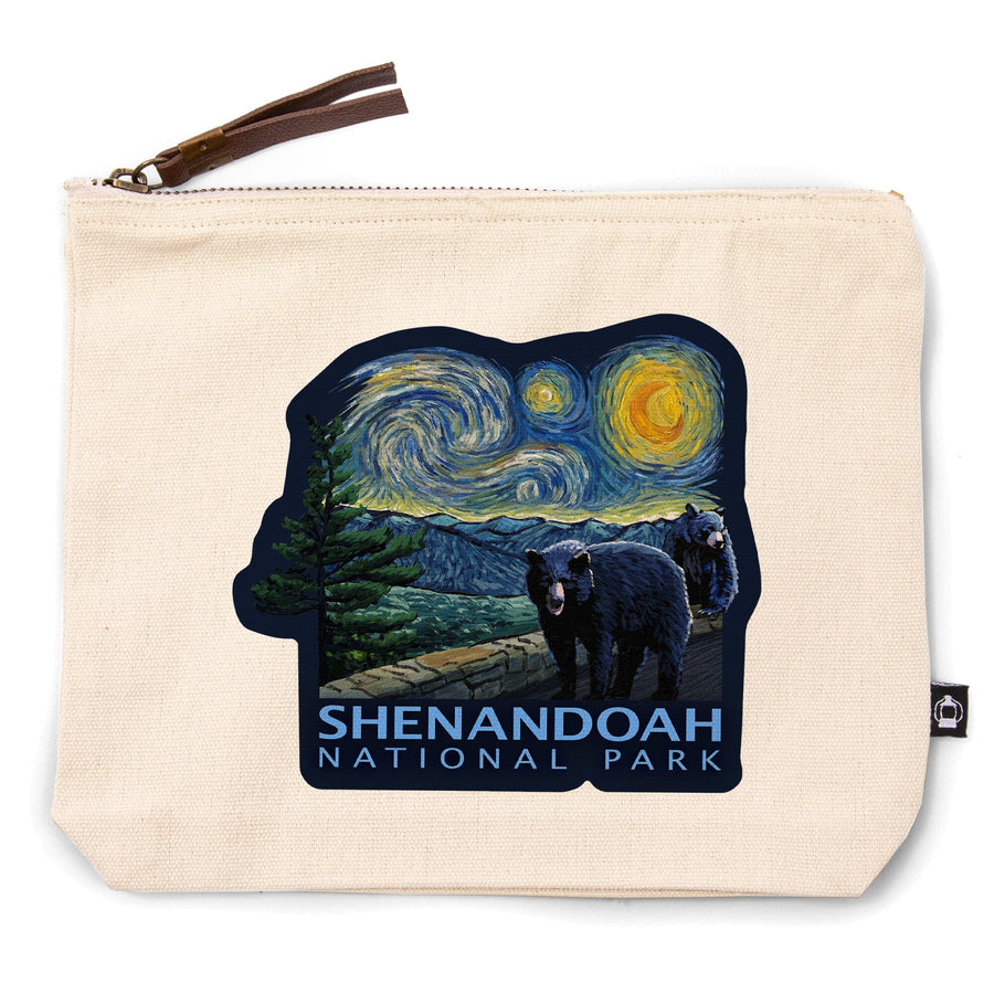 Shenandoah National Park, Virginia, Starry Night National Park Series,, Organic Cotton Zipper Pouch, Go Bag Go Bag Lantern Press 