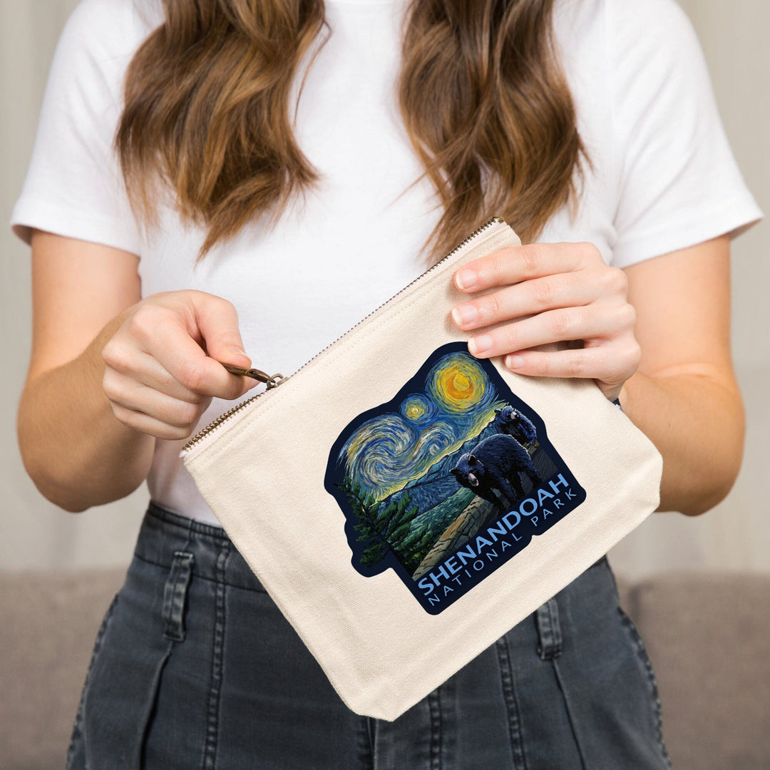 Shenandoah National Park, Virginia, Starry Night National Park Series,, Organic Cotton Zipper Pouch, Go Bag Go Bag Lantern Press 
