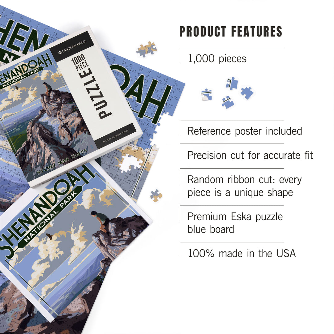 Shenandoah National Park, Virginia, Stony Man Cliffs View, Jigsaw Puzzle Puzzle Lantern Press 