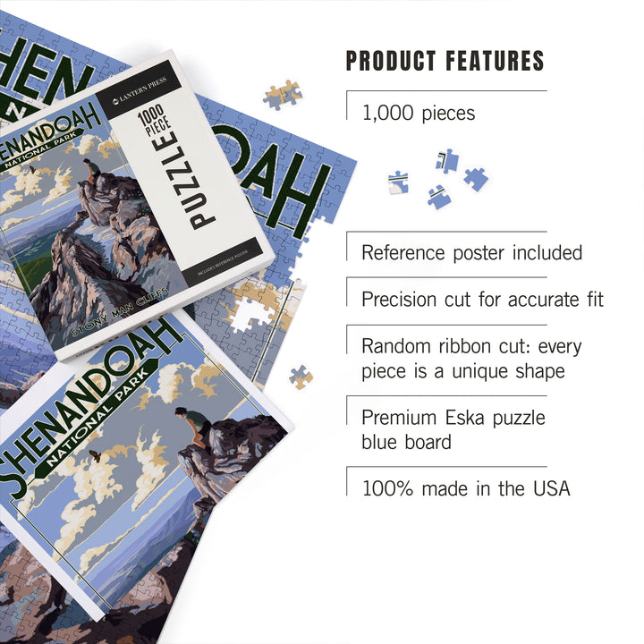 Shenandoah National Park, Virginia, Stony Man Cliffs View, Jigsaw Puzzle Puzzle Lantern Press 