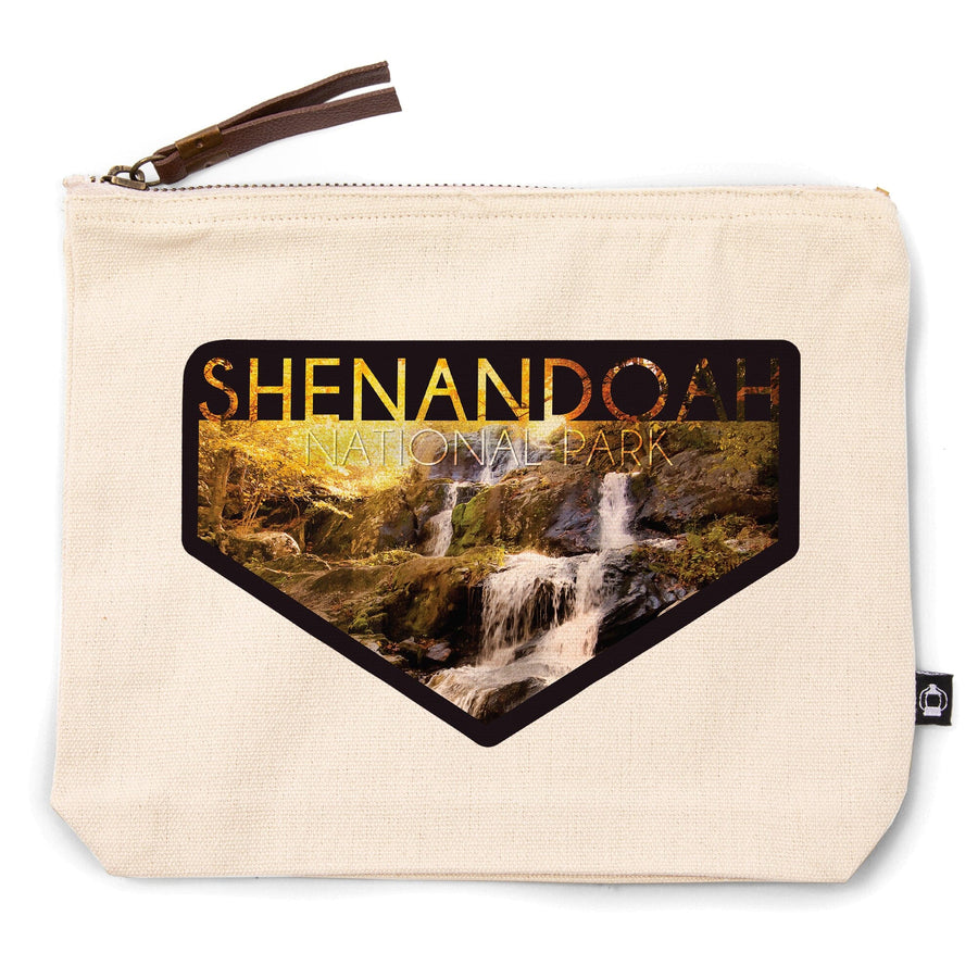 Shenandoah National Park, Virginia, Waterfall and Fall Leaves,, Organic Cotton Zipper Pouch, Go Bag Go Bag Lantern Press 