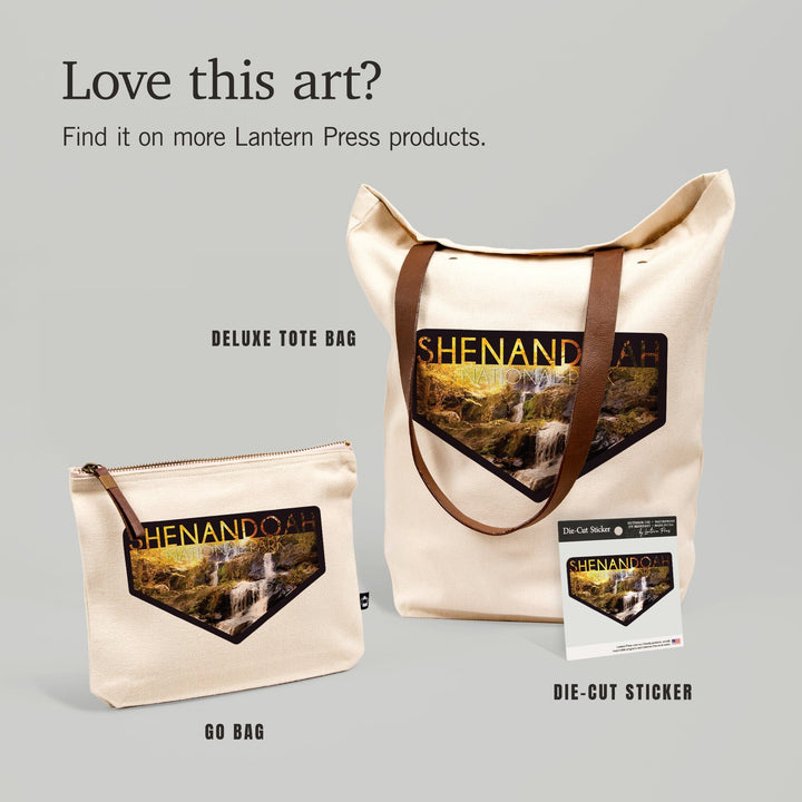 Shenandoah National Park, Virginia, Waterfall and Fall Leaves,, Organic Cotton Zipper Pouch, Go Bag Go Bag Lantern Press 