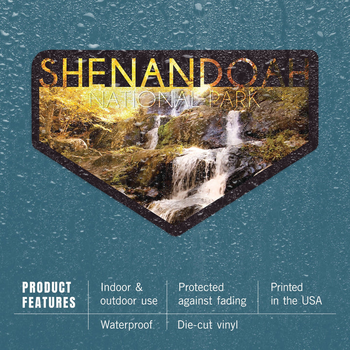 Shenandoah National Park, Virginia, Waterfall & Fall Leaves, Contour, Lantern Press Photography, Vinyl Sticker Sticker Lantern Press 