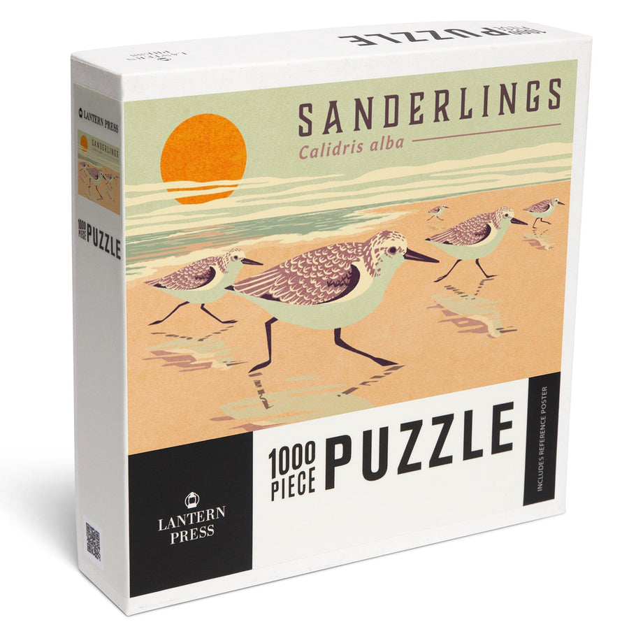 Shorebirds at Sunset Collection, Sanderlings, Birds, Jigsaw Puzzle Puzzle Lantern Press 