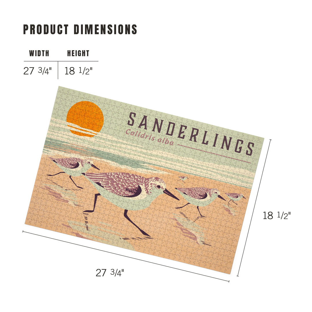 Shorebirds at Sunset Collection, Sanderlings, Birds, Jigsaw Puzzle Puzzle Lantern Press 