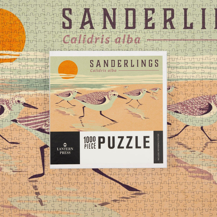 Shorebirds at Sunset Collection, Sanderlings, Birds, Jigsaw Puzzle Puzzle Lantern Press 
