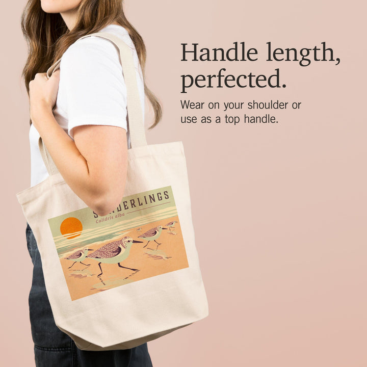 Shorebirds at Sunset Collection, Sanderlings, Birds, Tote Bag Totes Lantern Press 