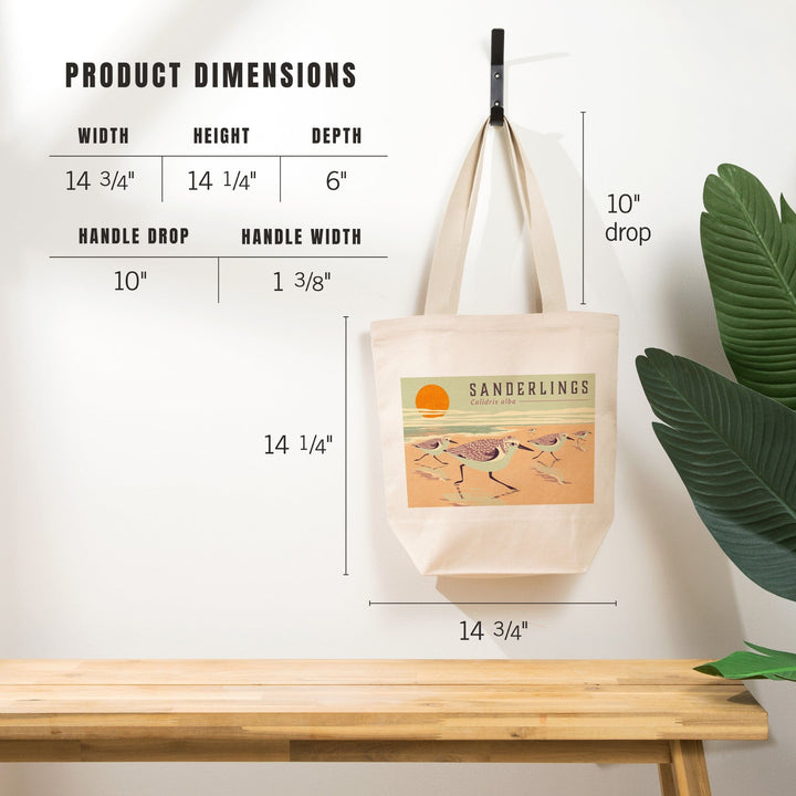 Shorebirds at Sunset Collection, Sanderlings, Birds, Tote Bag Totes Lantern Press 