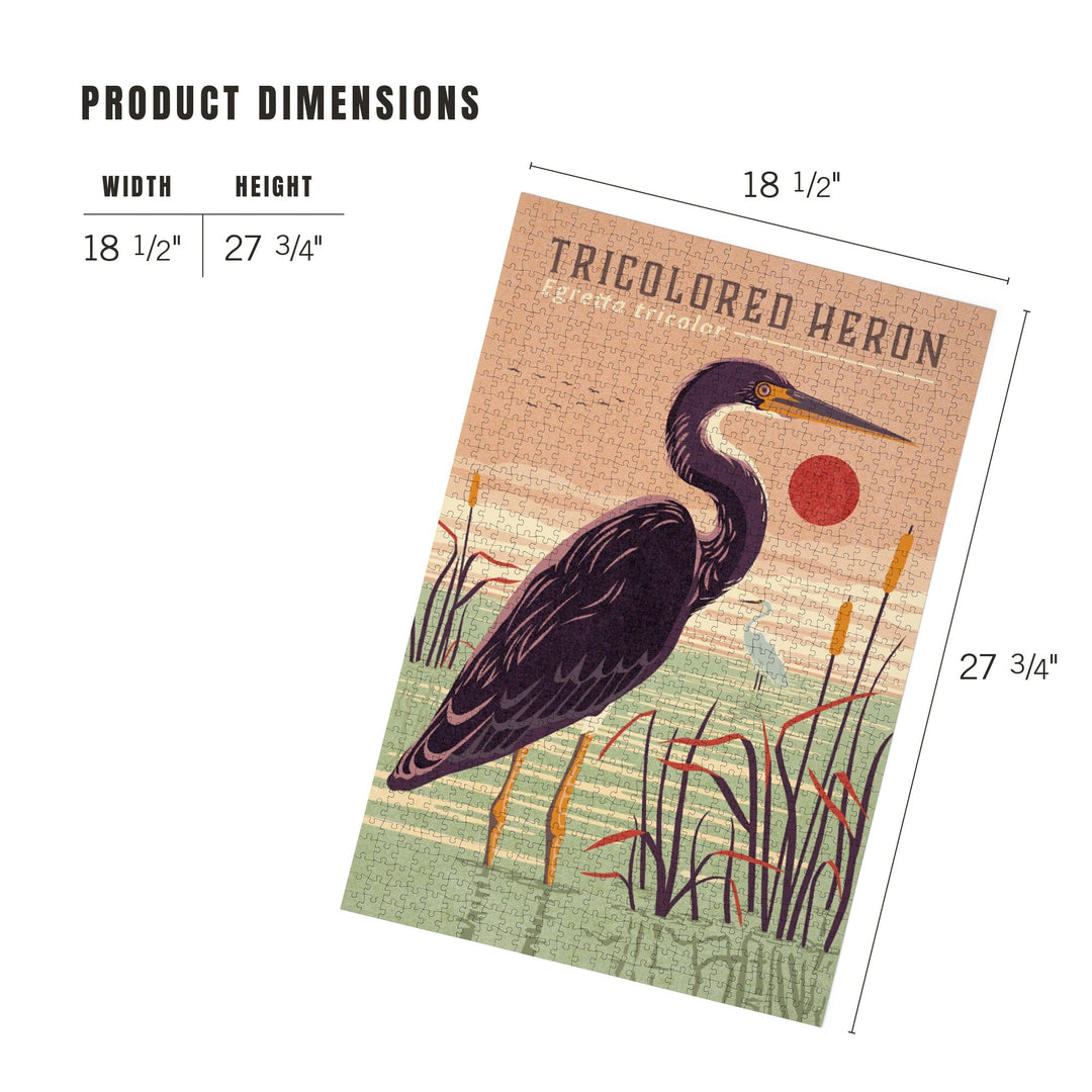 Shorebirds at Sunset Collection, Tricolored Heron, Bird, Jigsaw Puzzle Puzzle Lantern Press 