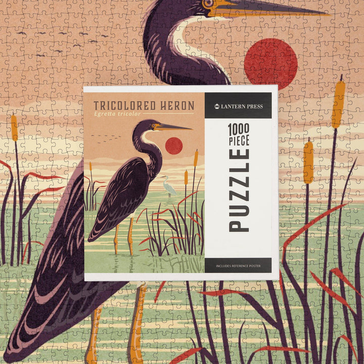 Shorebirds at Sunset Collection, Tricolored Heron, Bird, Jigsaw Puzzle Puzzle Lantern Press 