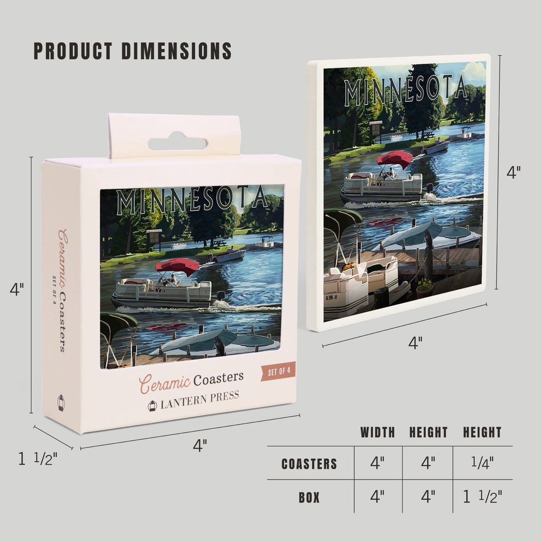 Shoreview, Minnesota, Pontoon Boats, Coasters Coasters Lantern Press 