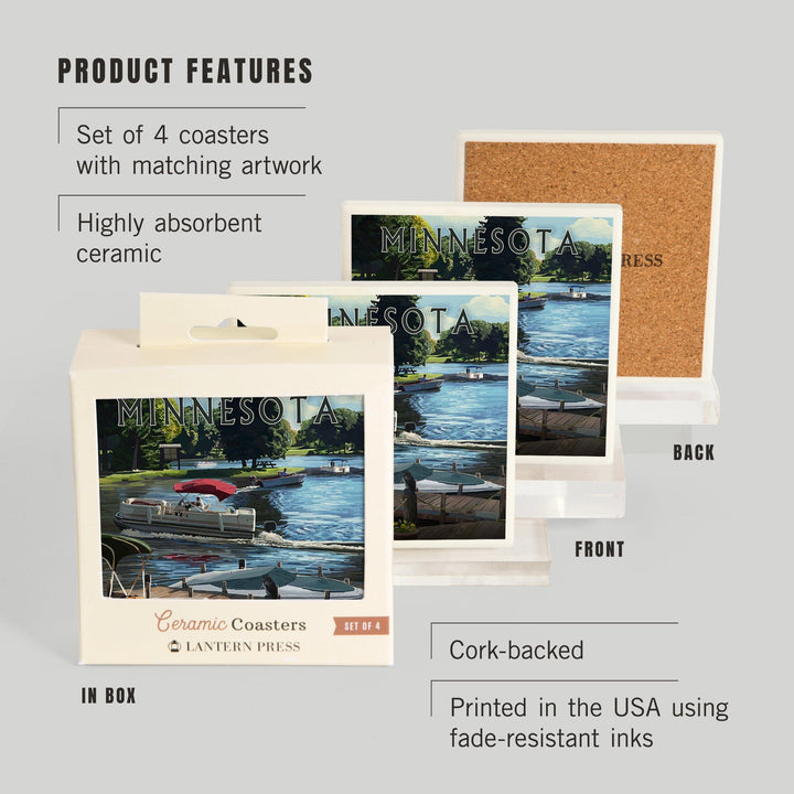 Shoreview, Minnesota, Pontoon Boats, Coasters Coasters Lantern Press 