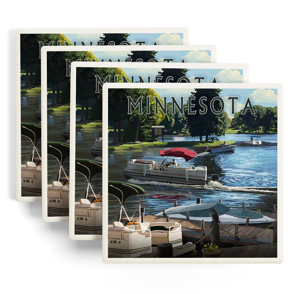 Shoreview, Minnesota, Pontoon Boats, Coasters Coasters Lantern Press 