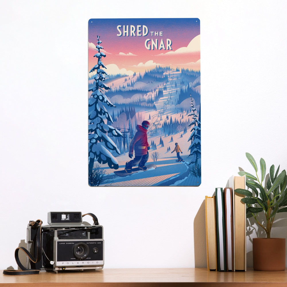 Shred the Gnar, Snowboarding, Metal Signs Metal Lantern Press 