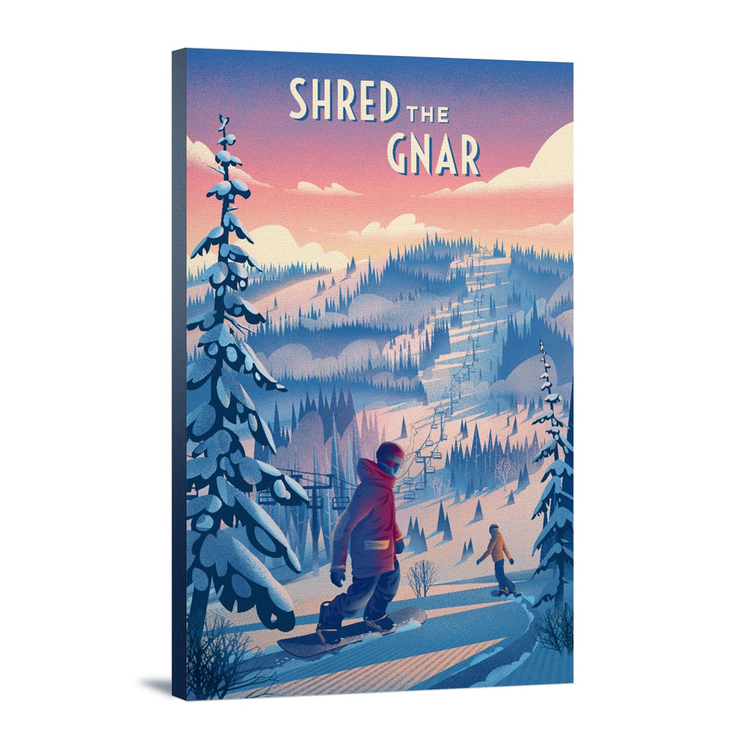 Shred the Gnar, Snowboarding, Stretched Canvas Canvas Lantern Press 