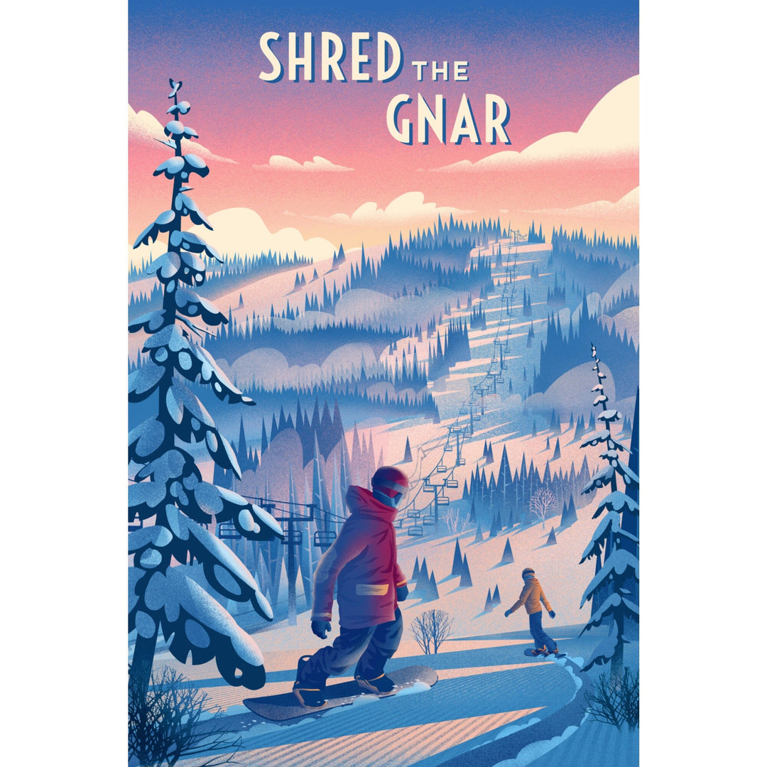 Shred the Gnar, Snowboarding, Stretched Canvas Canvas Lantern Press 