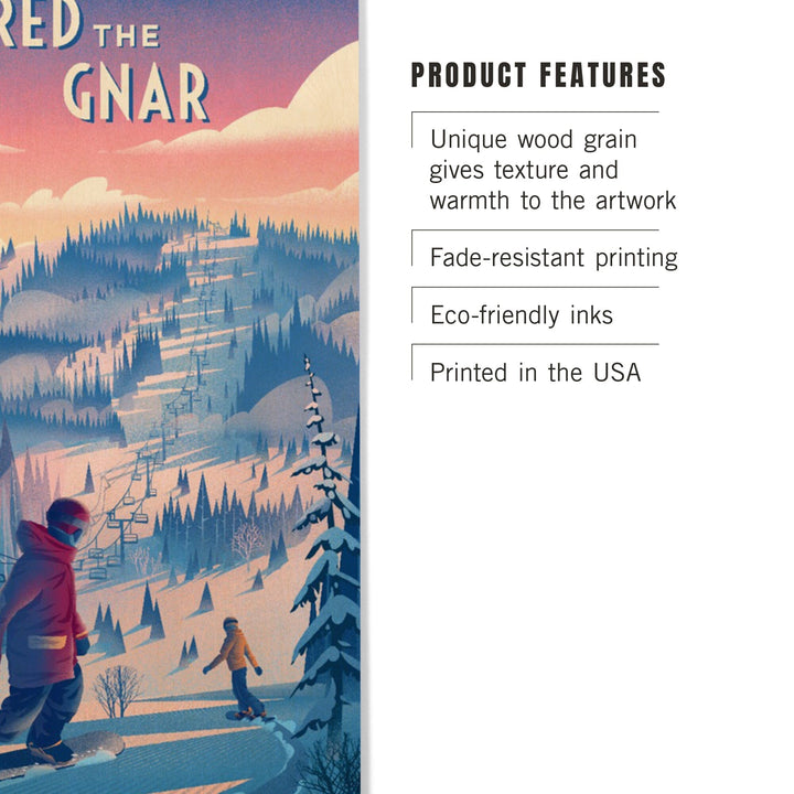 Shred the Gnar, Snowboarding, Wood Signs and Postcards Wood Lantern Press 