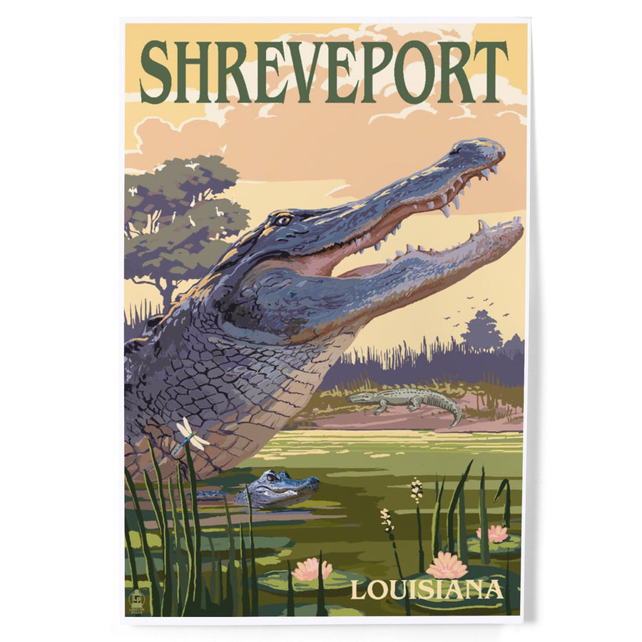 Shreveport, Louisiana, Alligator and Baby, Art & Giclee Prints Art Lantern Press 