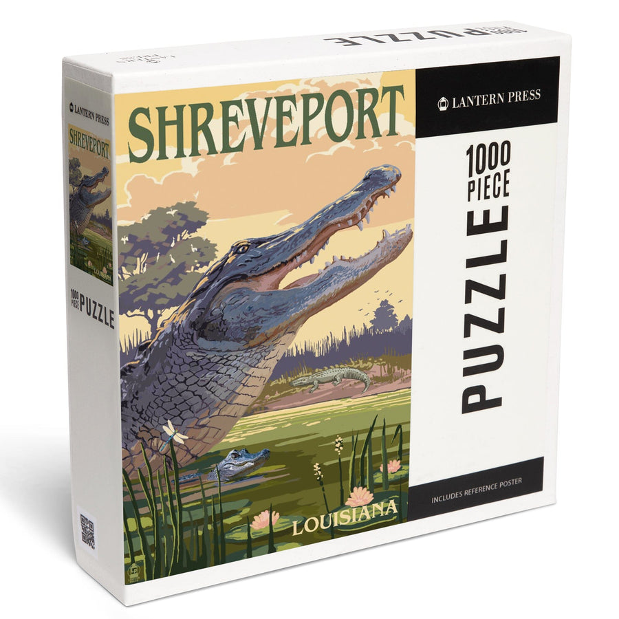 Shreveport, Louisiana, Alligator and Baby, Jigsaw Puzzle Puzzle Lantern Press 