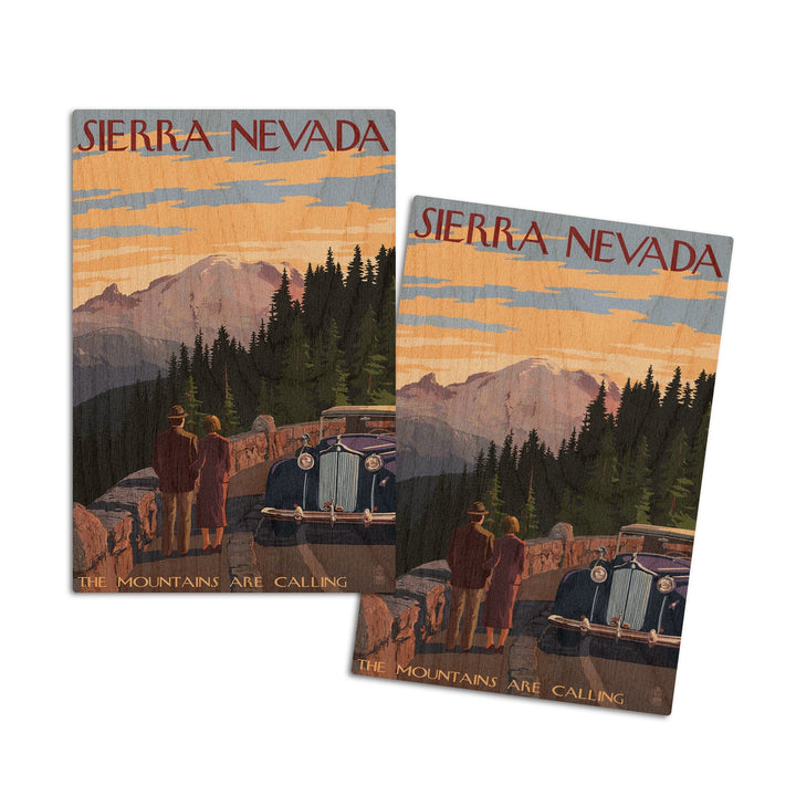 Sierra Nevada, The Mountains are Calling, Lantern Press Artwork, Wood Signs and Postcards Wood Lantern Press 4x6 Wood Postcard Set 