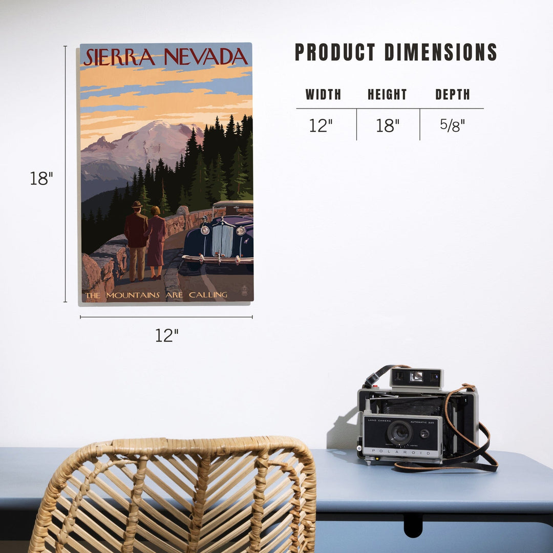 Sierra Nevada, The Mountains are Calling, Lantern Press Artwork, Wood Signs and Postcards Wood Lantern Press 