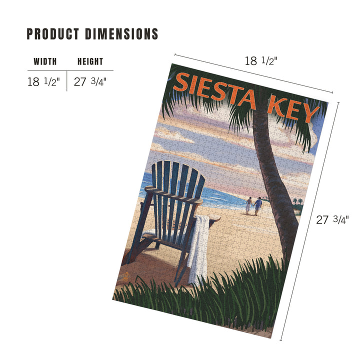 Siesta Key, Florida, Adirondack Chair on the Beach, Jigsaw Puzzle Puzzle Lantern Press 