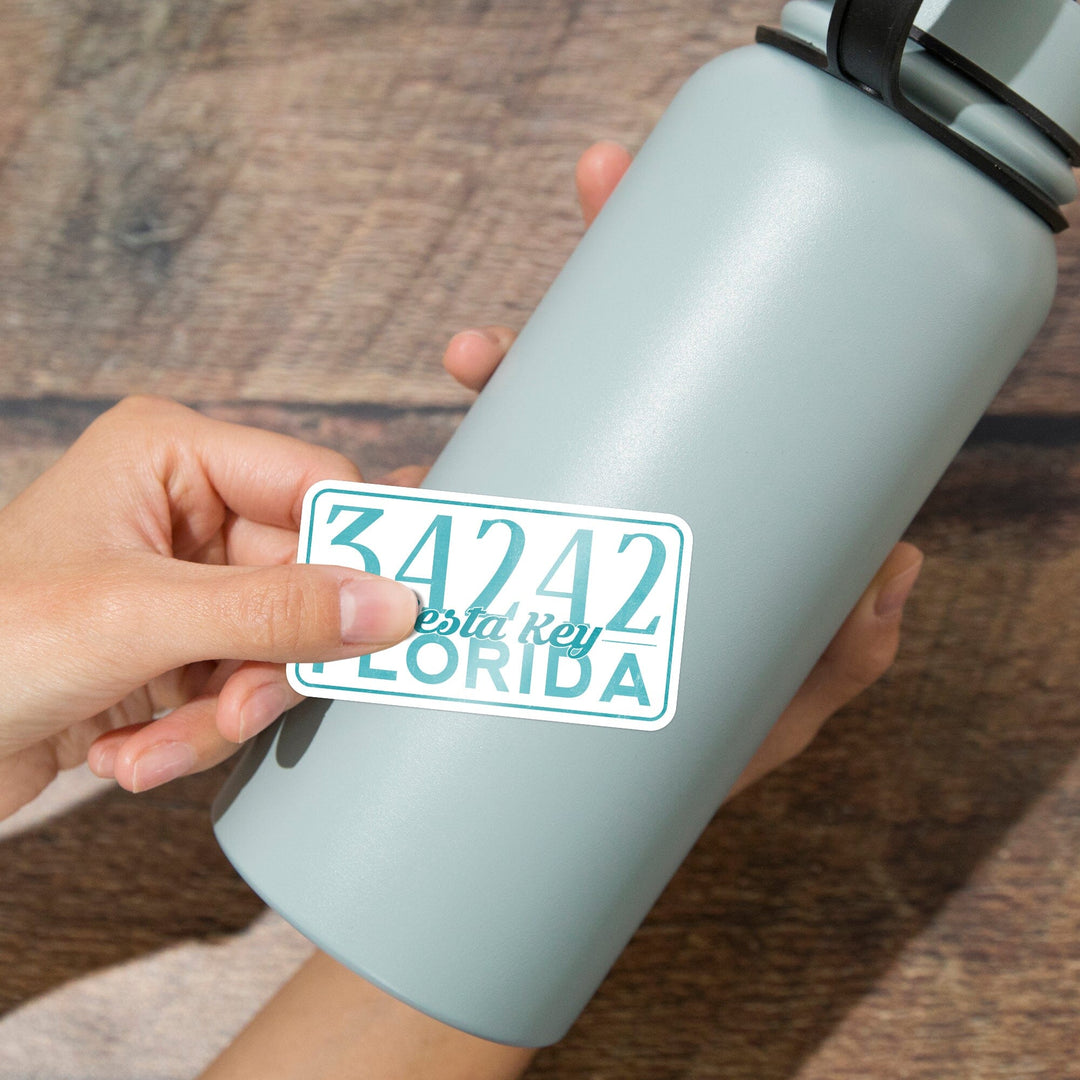 Siesta Key, Florida, Local Zip Code, Contour, Vinyl Sticker Sticker Lantern Press 