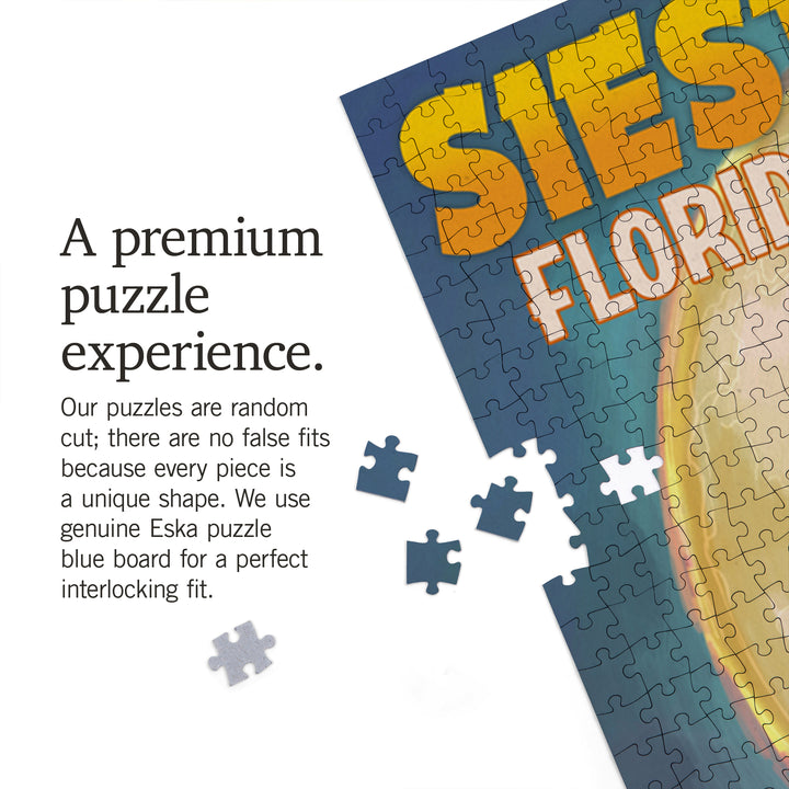 Siesta Key, Florida, Palm and Moon, Jigsaw Puzzle Puzzle Lantern Press 