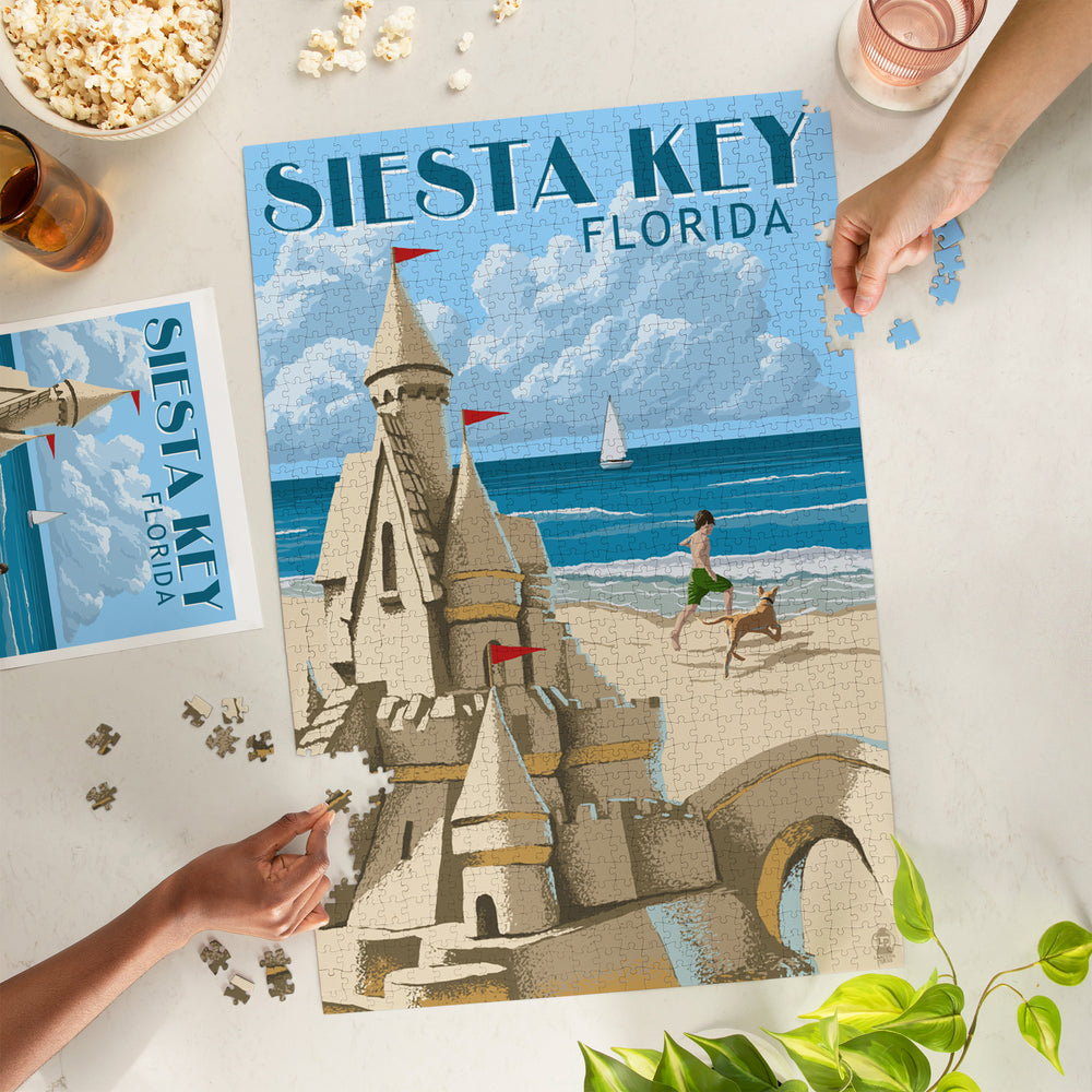 Siesta Key, Florida, Sandcastle, Jigsaw Puzzle Puzzle Lantern Press 