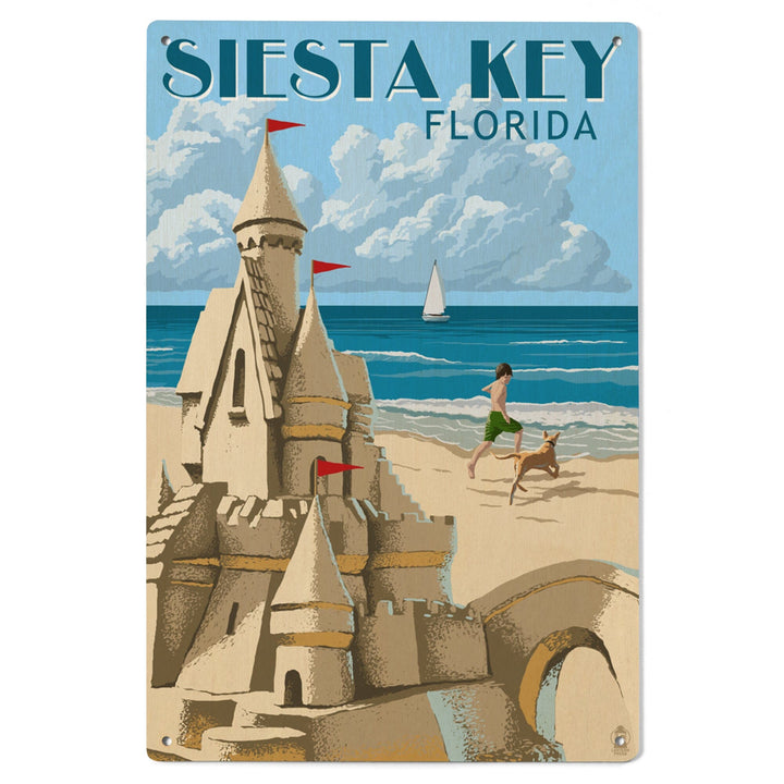Siesta Key, Florida, Sandcastle, Lantern Press Artwork, Wood Signs and Postcards Wood Lantern Press 