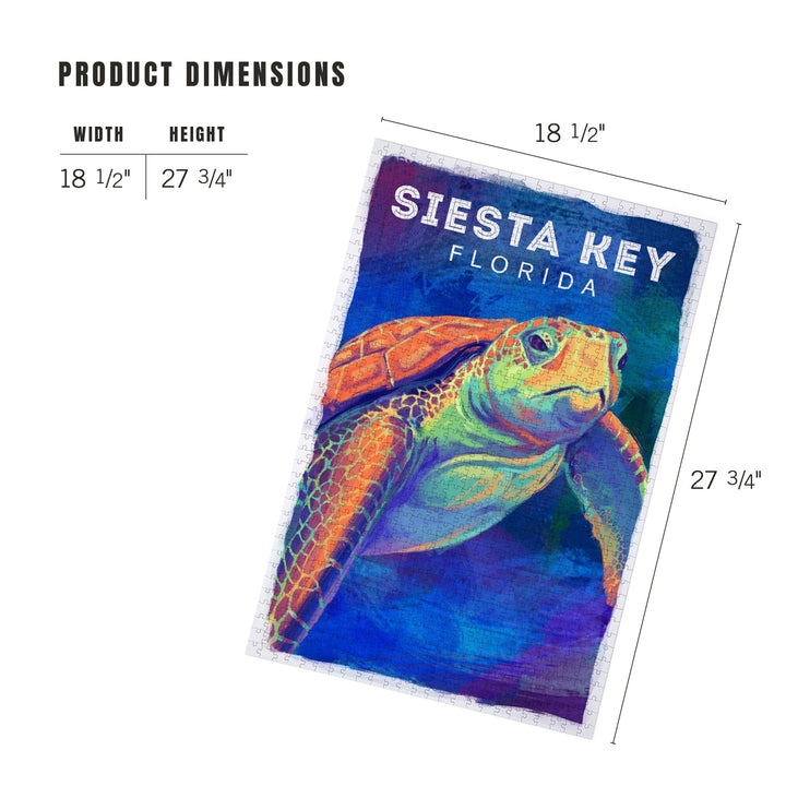 Siesta Key, Florida, Vivid, Sea Turtle, Jigsaw Puzzle Puzzle Lantern Press 