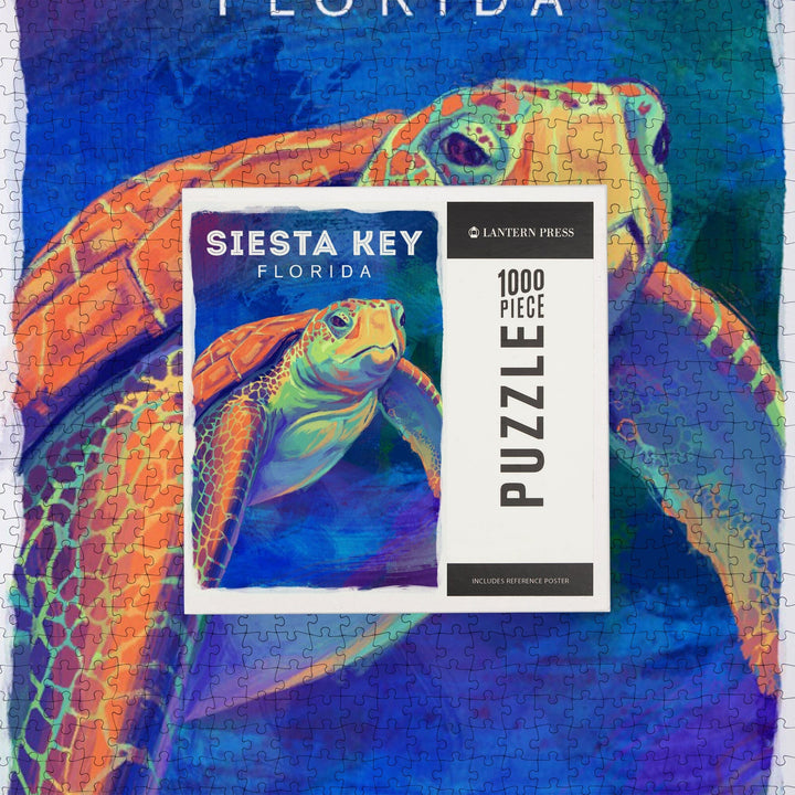 Siesta Key, Florida, Vivid, Sea Turtle, Jigsaw Puzzle Puzzle Lantern Press 