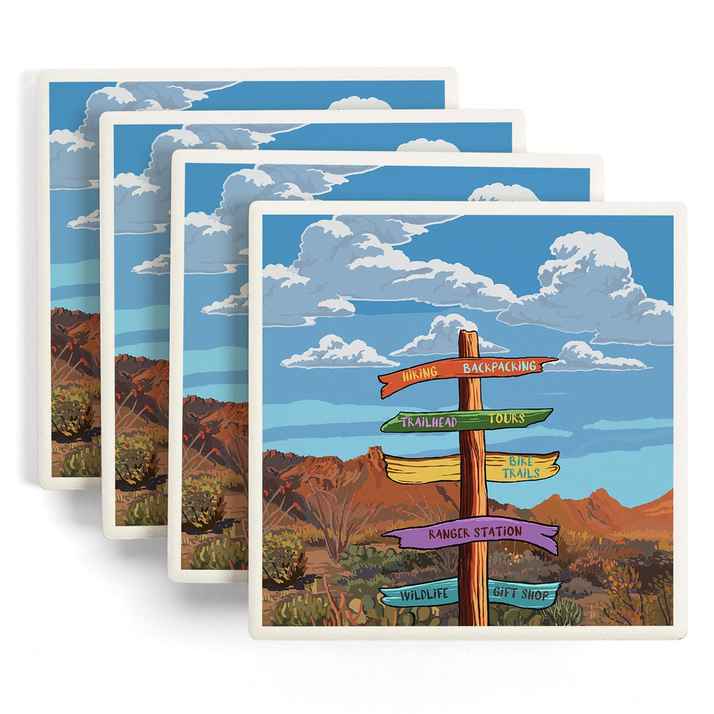 Signpost, Desert,, Coasters Coasters Lantern Press 