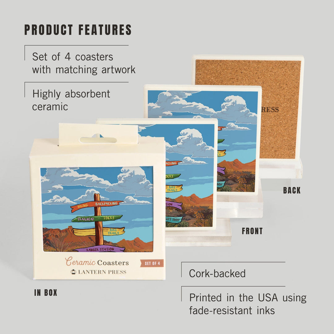 Signpost, Desert,, Coasters Coasters Lantern Press 