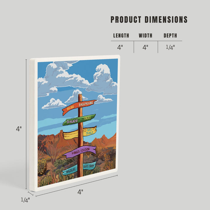 Signpost, Desert,, Coasters Coasters Lantern Press 