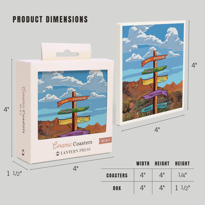 Signpost, Desert,, Coasters Coasters Lantern Press 