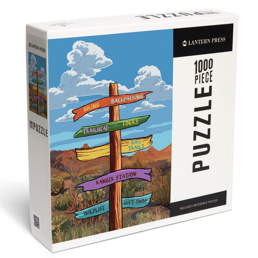 Signpost, Desert, Jigsaw Puzzle Puzzle Lantern Press 