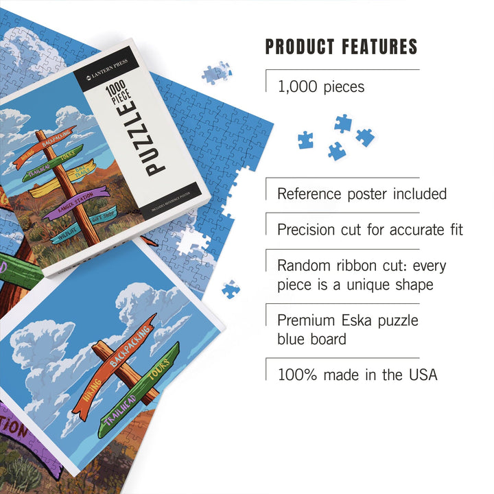 Signpost, Desert, Jigsaw Puzzle Puzzle Lantern Press 