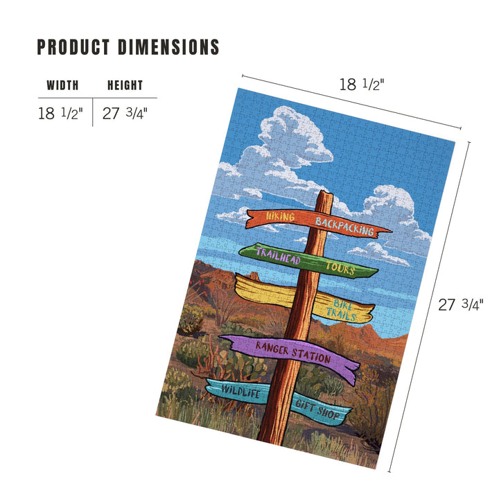 Signpost, Desert, Jigsaw Puzzle Puzzle Lantern Press 