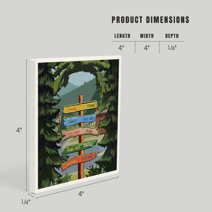 Signpost, Forest and Camp,, Coasters Coasters Lantern Press 