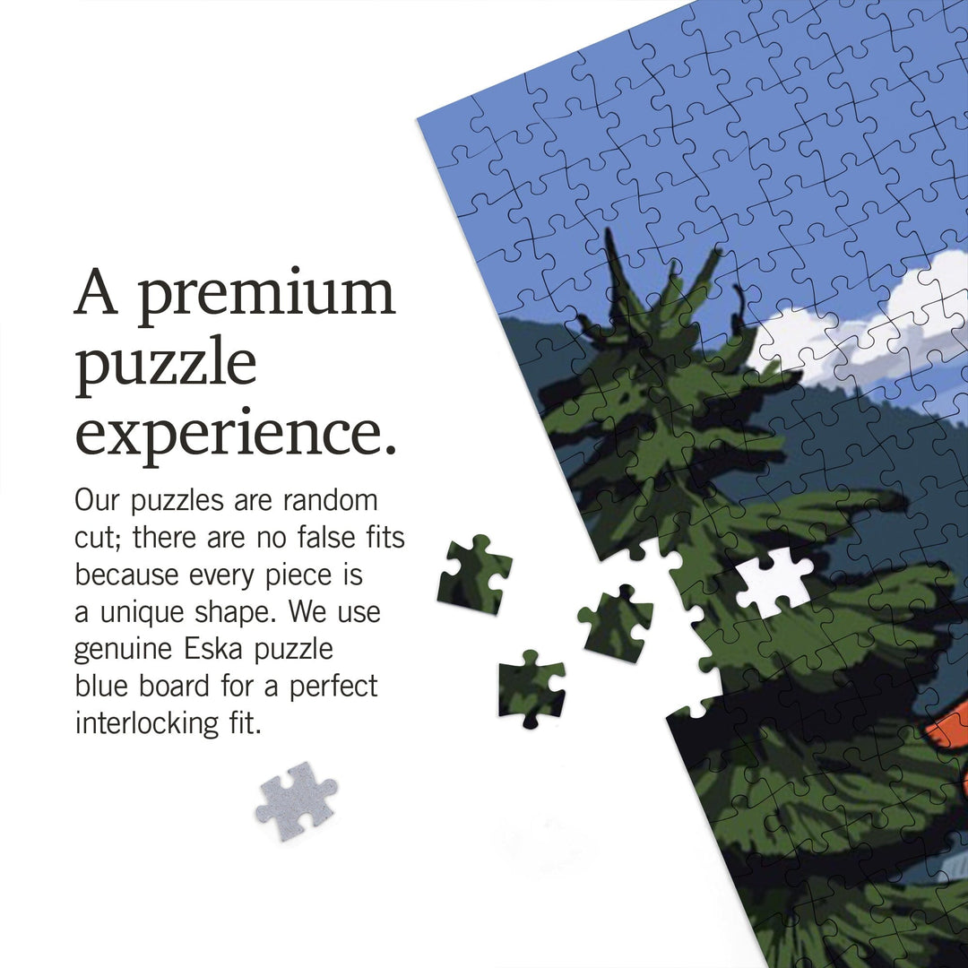 Signpost, Lake and Bear, Jigsaw Puzzle Puzzle Lantern Press 